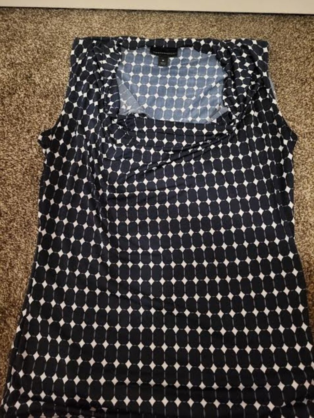 Womens Worthington Black and White Geome Print Cowl Neck Blouse Size M